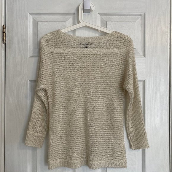 Ann Taylor Cream Sparkly Loose Knit Sweater - Picture 2 of 4